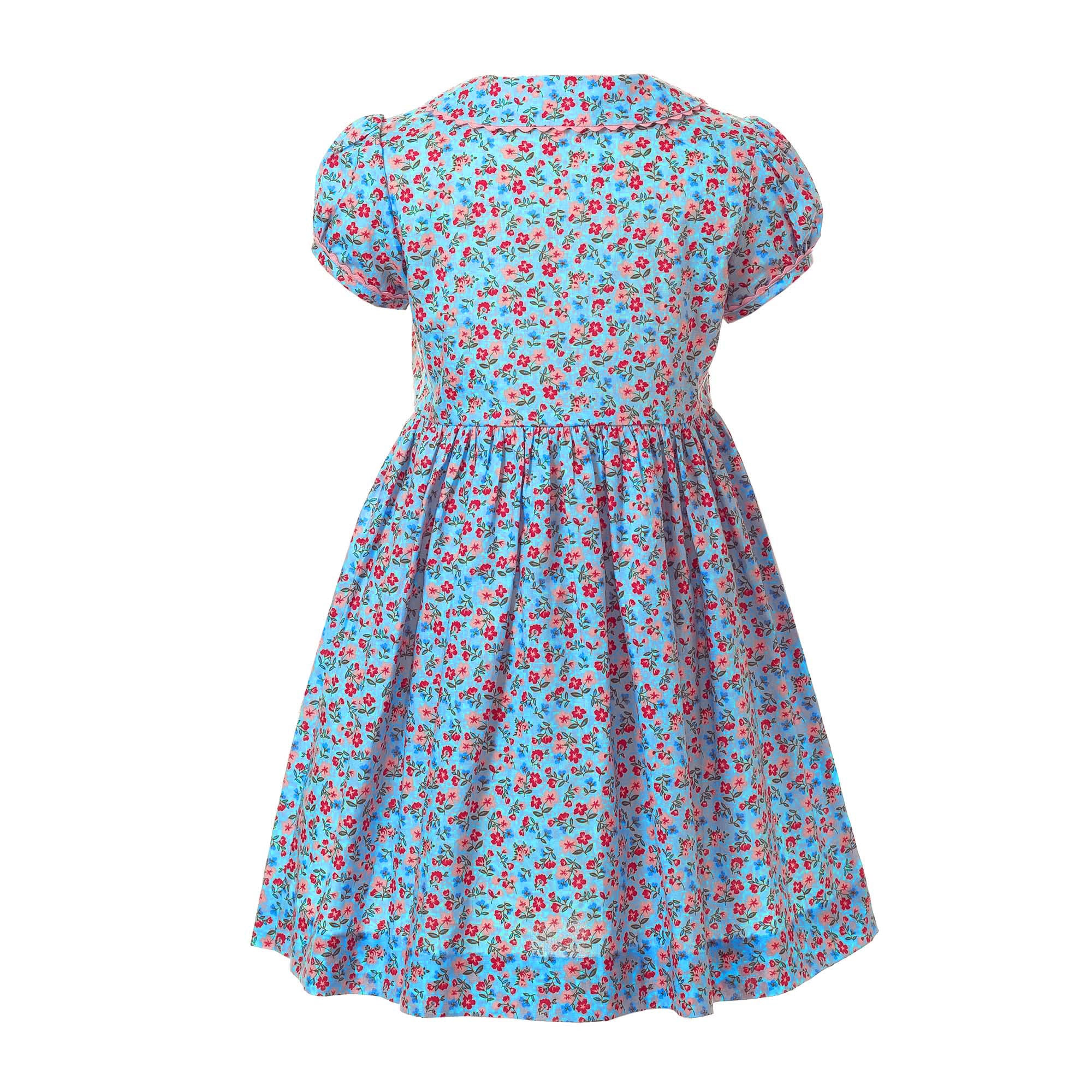 Blue Floral Button Front Dress - Image 3