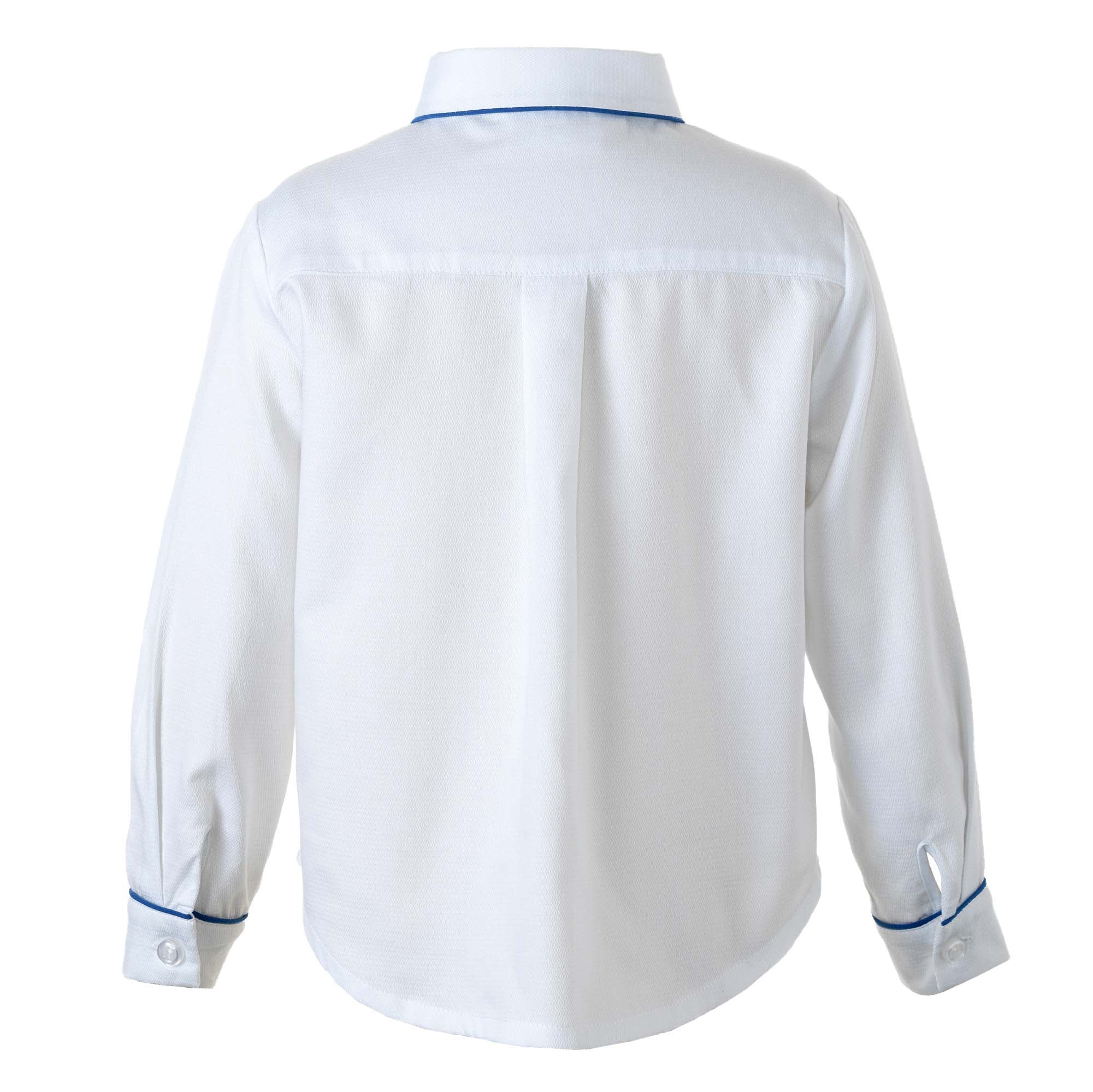 Blue Pique Piped Shirt - Image 3