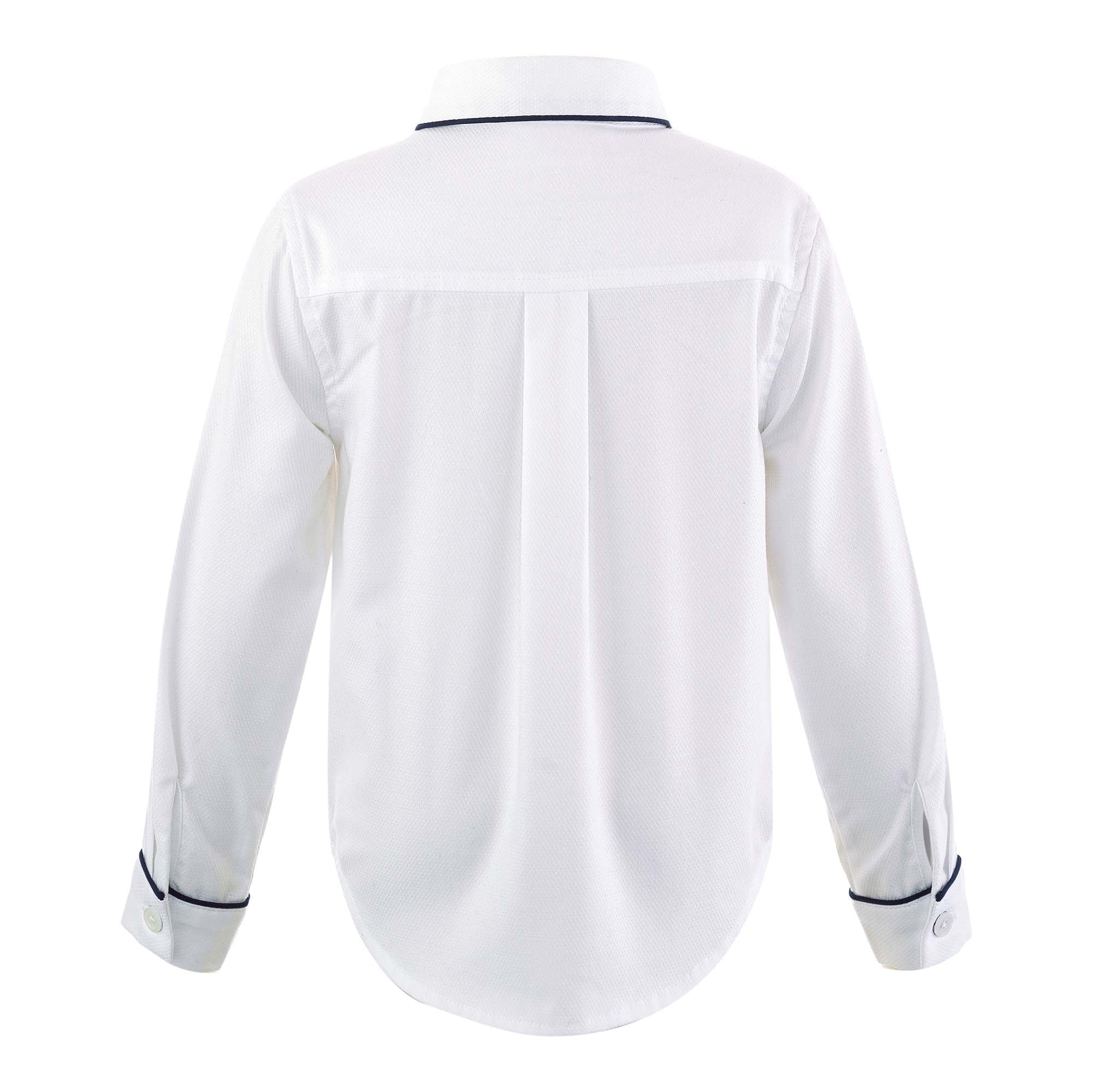 Navy Pique Piped Shirt - Image 3
